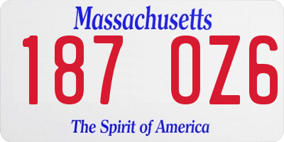 MA license plate 187OZ6