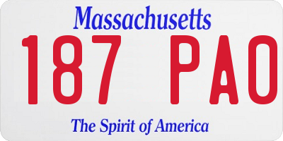 MA license plate 187PA0