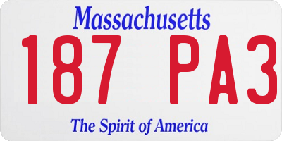 MA license plate 187PA3