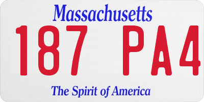 MA license plate 187PA4