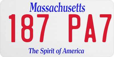 MA license plate 187PA7