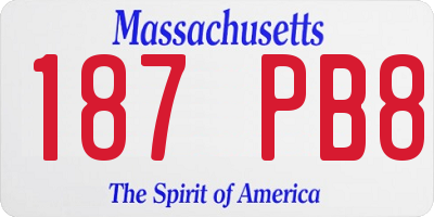MA license plate 187PB8