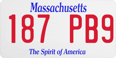 MA license plate 187PB9