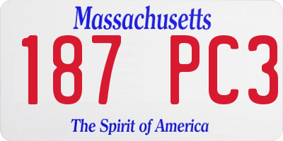 MA license plate 187PC3