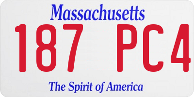 MA license plate 187PC4