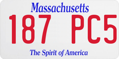 MA license plate 187PC5