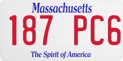 MA license plate 187PC6