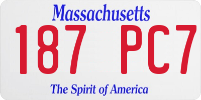 MA license plate 187PC7