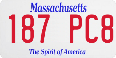 MA license plate 187PC8