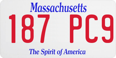 MA license plate 187PC9