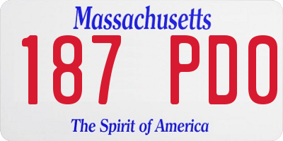 MA license plate 187PD0