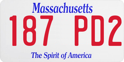 MA license plate 187PD2