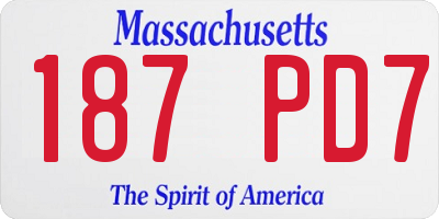 MA license plate 187PD7