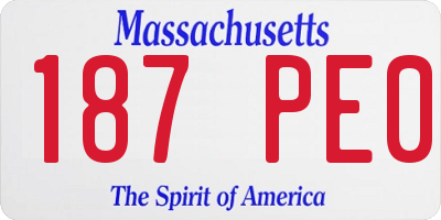 MA license plate 187PE0