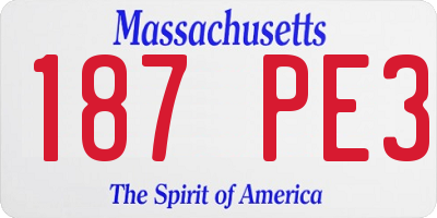 MA license plate 187PE3