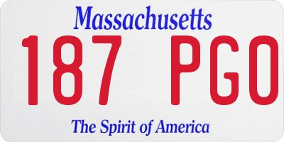 MA license plate 187PG0