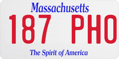 MA license plate 187PH0