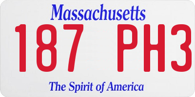 MA license plate 187PH3