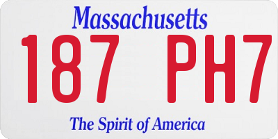 MA license plate 187PH7