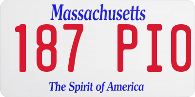 MA license plate 187PI0