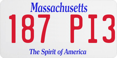 MA license plate 187PI3