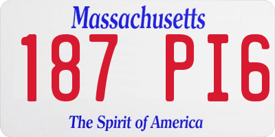 MA license plate 187PI6