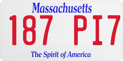 MA license plate 187PI7