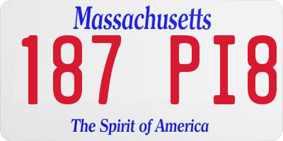 MA license plate 187PI8