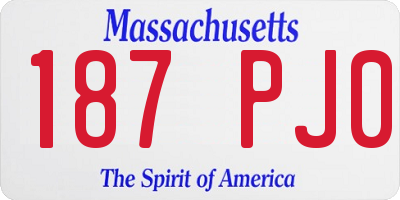 MA license plate 187PJ0
