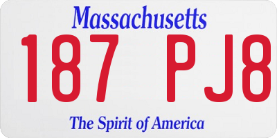 MA license plate 187PJ8