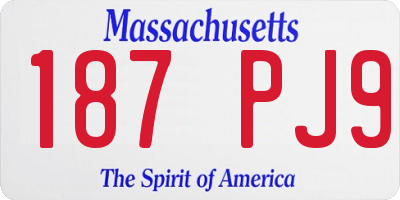 MA license plate 187PJ9