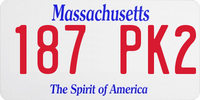 MA license plate 187PK2