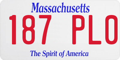MA license plate 187PL0