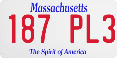 MA license plate 187PL3