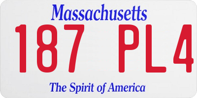 MA license plate 187PL4