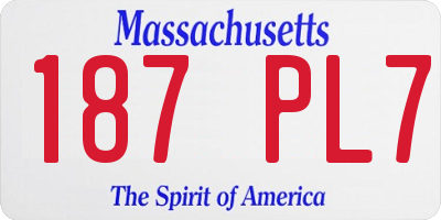 MA license plate 187PL7
