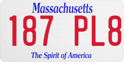 MA license plate 187PL8