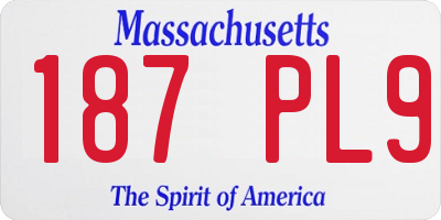MA license plate 187PL9