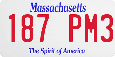 MA license plate 187PM3