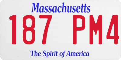 MA license plate 187PM4
