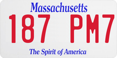 MA license plate 187PM7