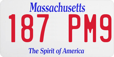MA license plate 187PM9