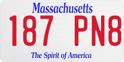 MA license plate 187PN8