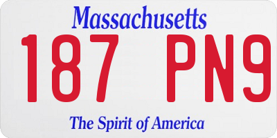 MA license plate 187PN9