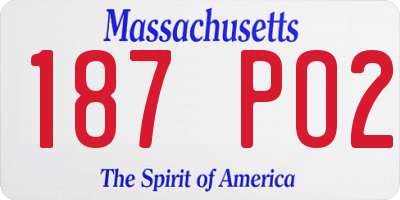 MA license plate 187PO2
