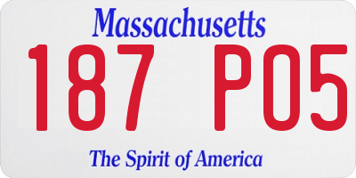 MA license plate 187PO5