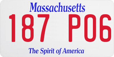 MA license plate 187PO6