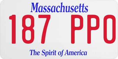 MA license plate 187PP0