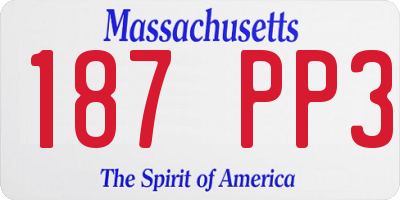 MA license plate 187PP3