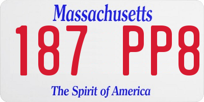 MA license plate 187PP8
